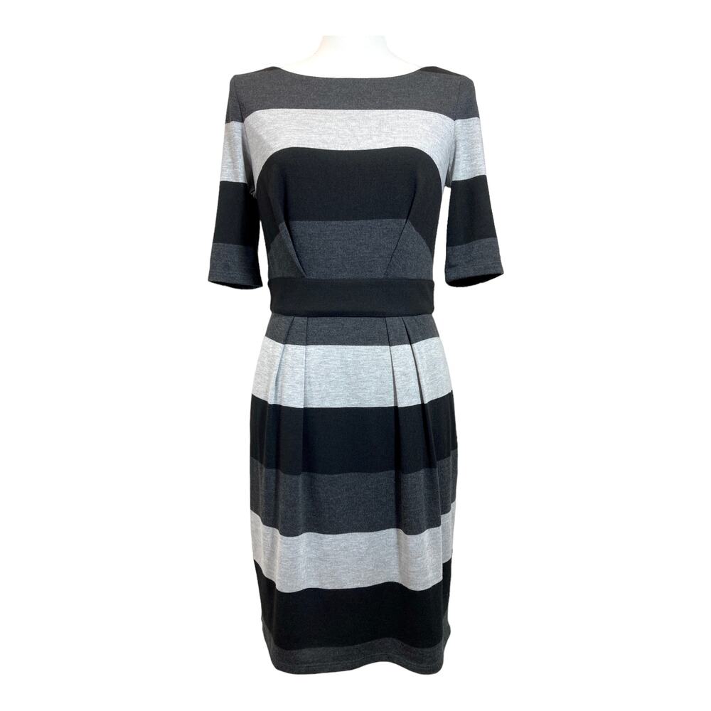 Vince Camuto Dress Gray and Black Striped Knit Size 8